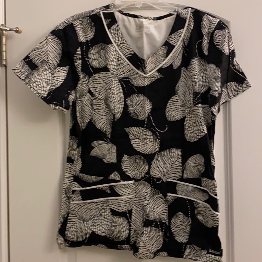 Black and White Scrub Top